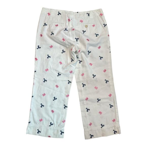Lilly Pulitzer White Crab & Lobster 100% Cotton Capri Pants Size 4 - Picture 2 of 8